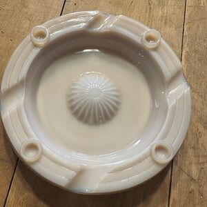 MCM rose/taupe slag glass ashtray vintage